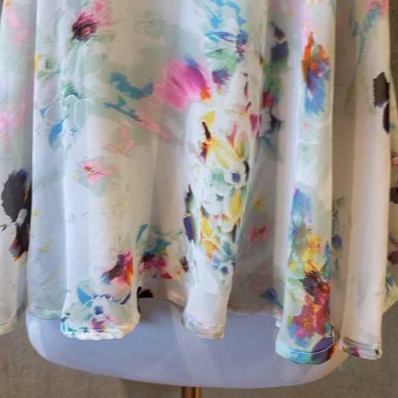 White Floral Flowy Boho Tank w Crochet Straps Sz S Festival Fairy Cottagecore - Picture 3 of 9